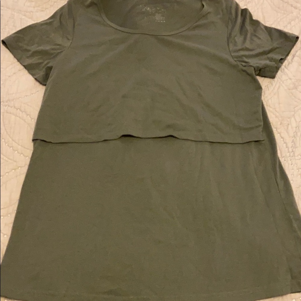 Nursing top - olive green - large
